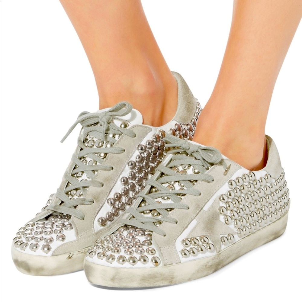 ISO Studded Golden Goose sneakers in a size 38.